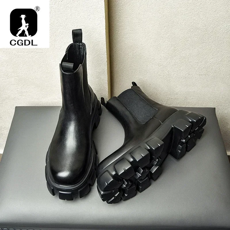 Men Formal Wear With Boots - Hakiki deri kalın-soled erkekler çizmeler Vintage