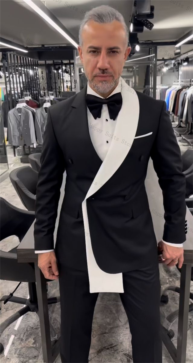 Formal Wear Jersey For Men - Siyah Beyaz Erkek Takım Elbise Seti