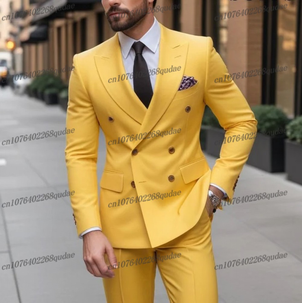 Formal Wear Jersey For Men - Sarı Resmi Durum Erkek Takım Elbise