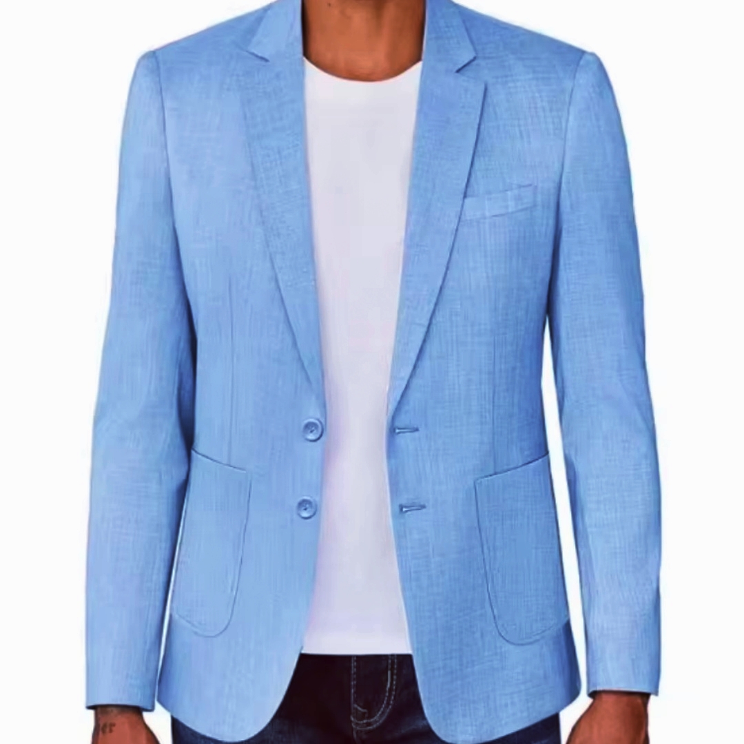 Men Linen Formal Wear - Slim Fit erkek Bej/Mavi Keten Blazer