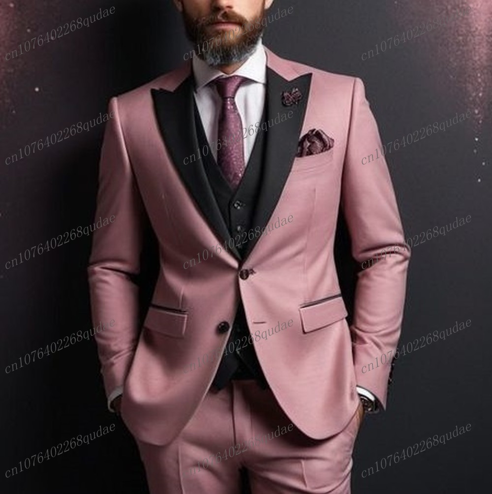 Formal Wear Jersey For Men - Koyu Pembe ve Siyah Resmi Erkek