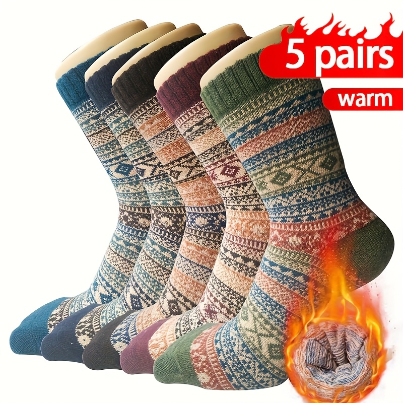 Sock Garter Men - 5 Çift Kışlık Retro Kalın Sıcak