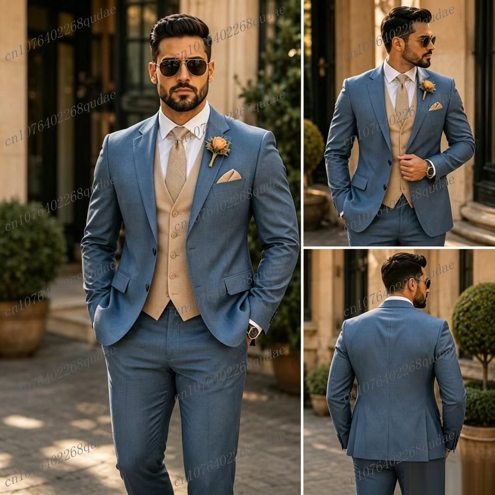 Formal Wear Jersey For Men - Mavi ve Bej Resmi Erkek Takım